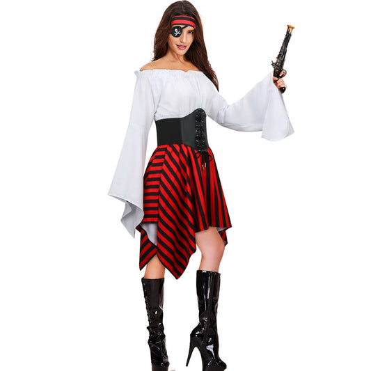 Women's Pirate Costume Cosplay Renaissance Party Outfts Vikidoky