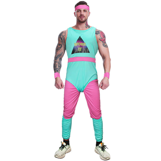 Men's 80s Fitness Costumes Workout Halloween Outfits Vikidoky