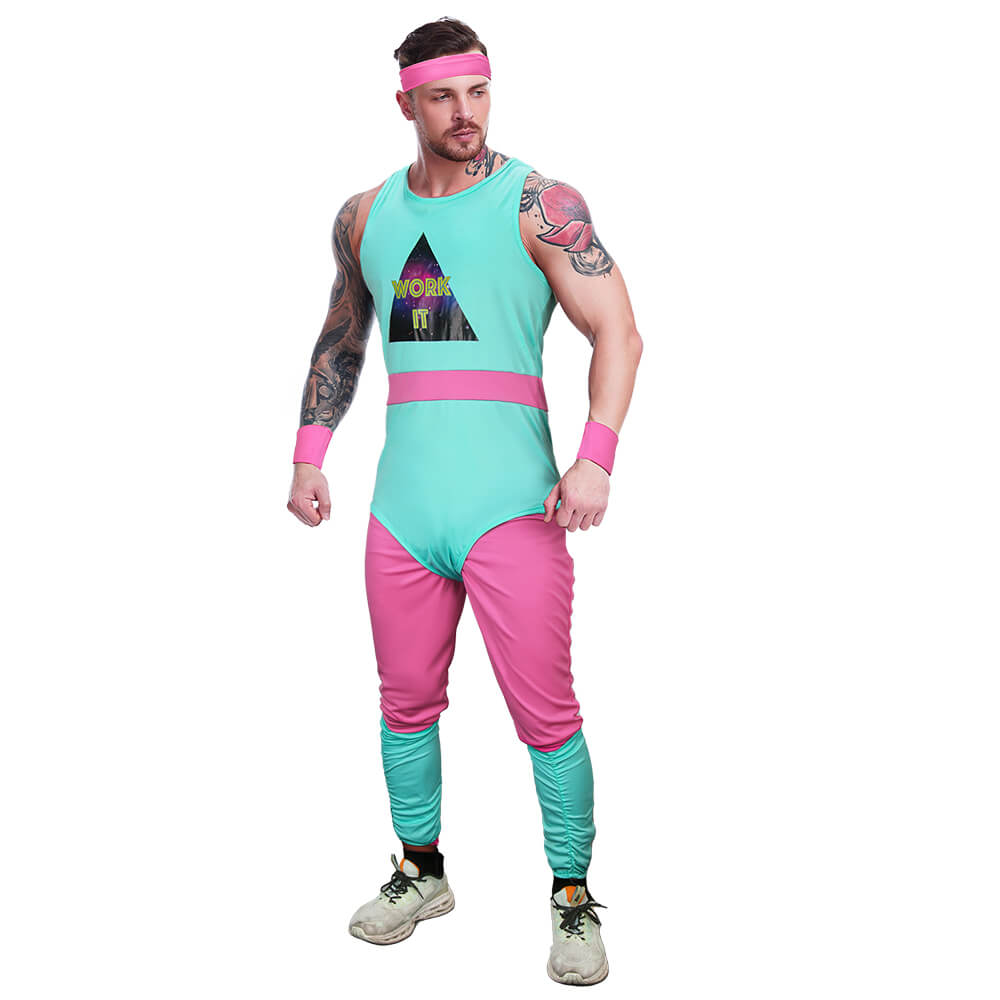 Men's 80s Fitness Costumes Workout Halloween Outfits Vikidoky