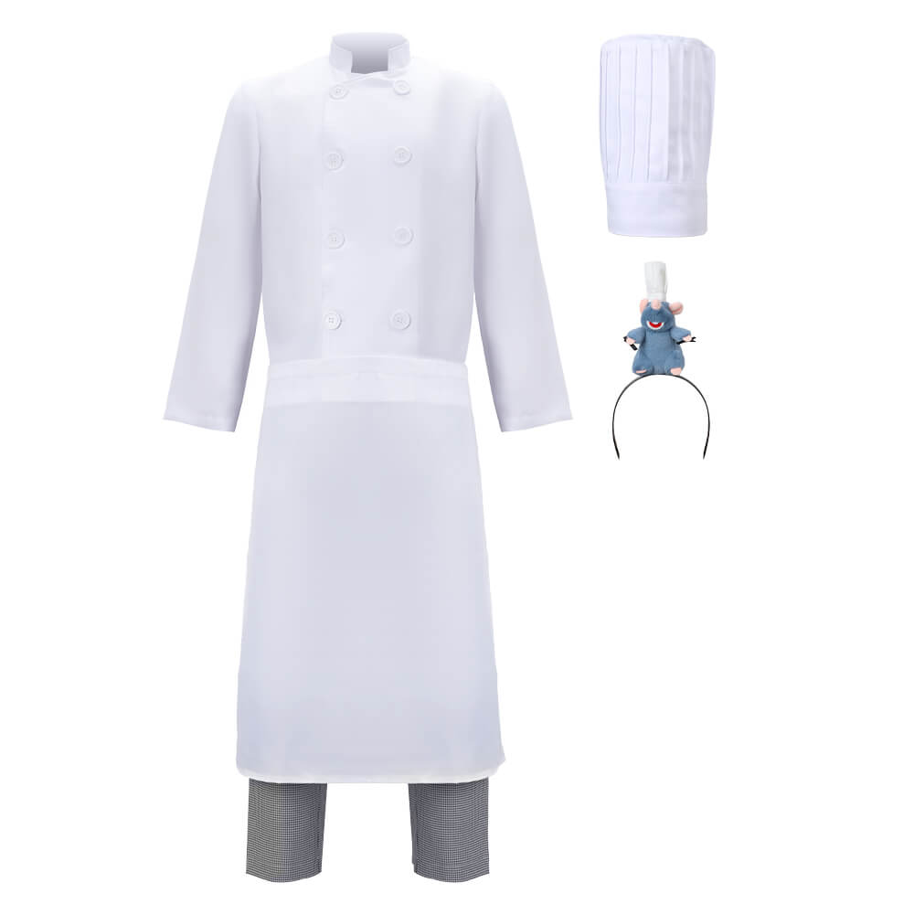 Ratatouille Alfredo Linguini Chef Cosplay Costume for Men Vikidoky Vikidoky