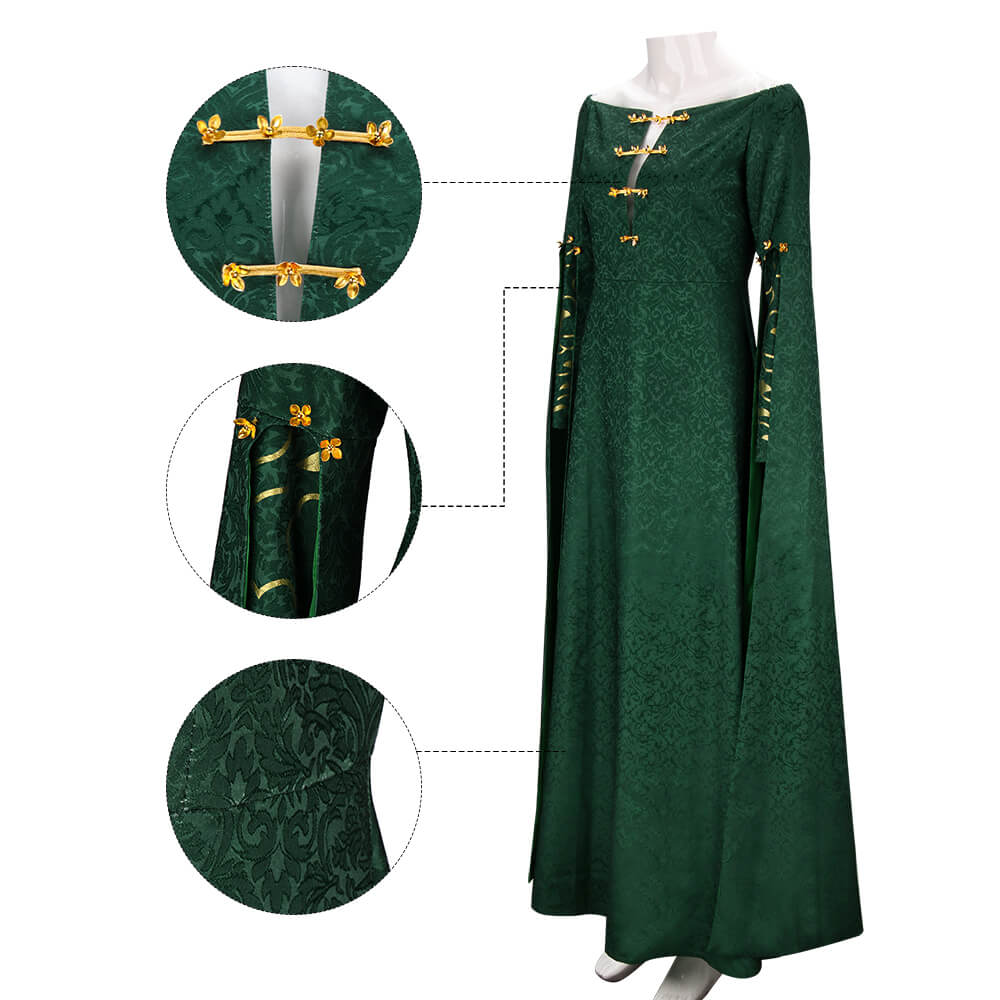 House of the Dragon Alicent Hightower Green Dress Cosplay Costume Vikidoky