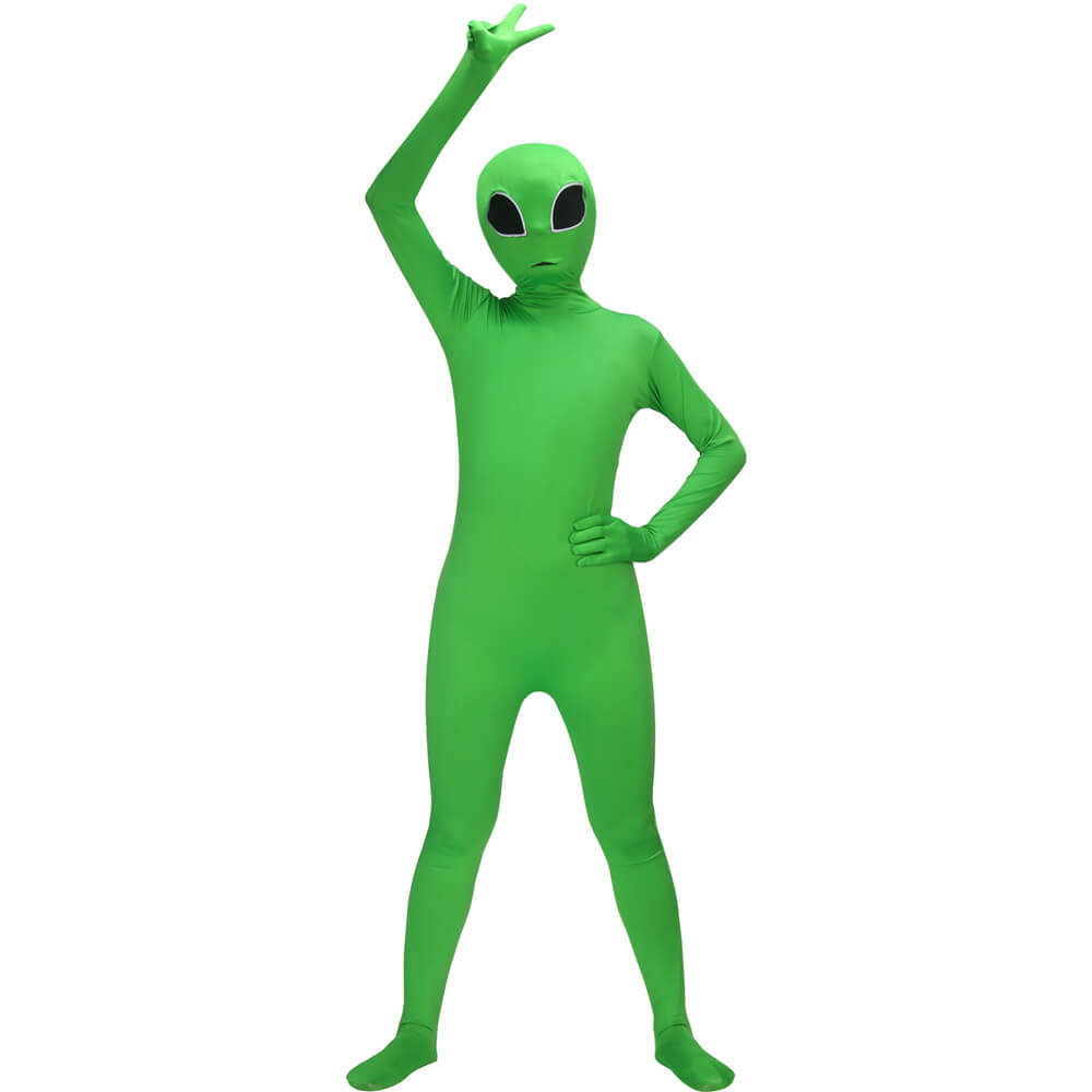 Kids Alien Cosplay Costume Green Bodysuit Halloween Outfits Vikidoky