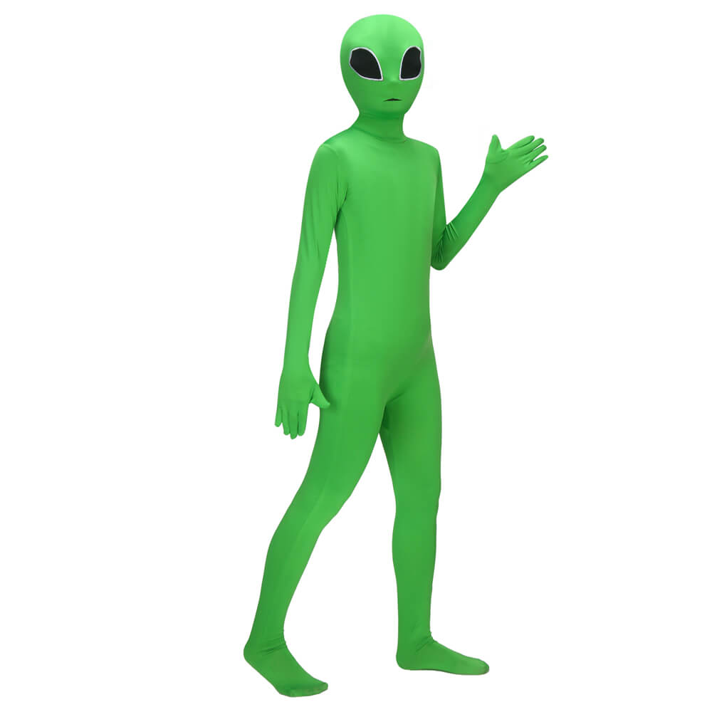 Kids Alien Cosplay Costume Green Bodysuit Halloween Outfits Vikidoky