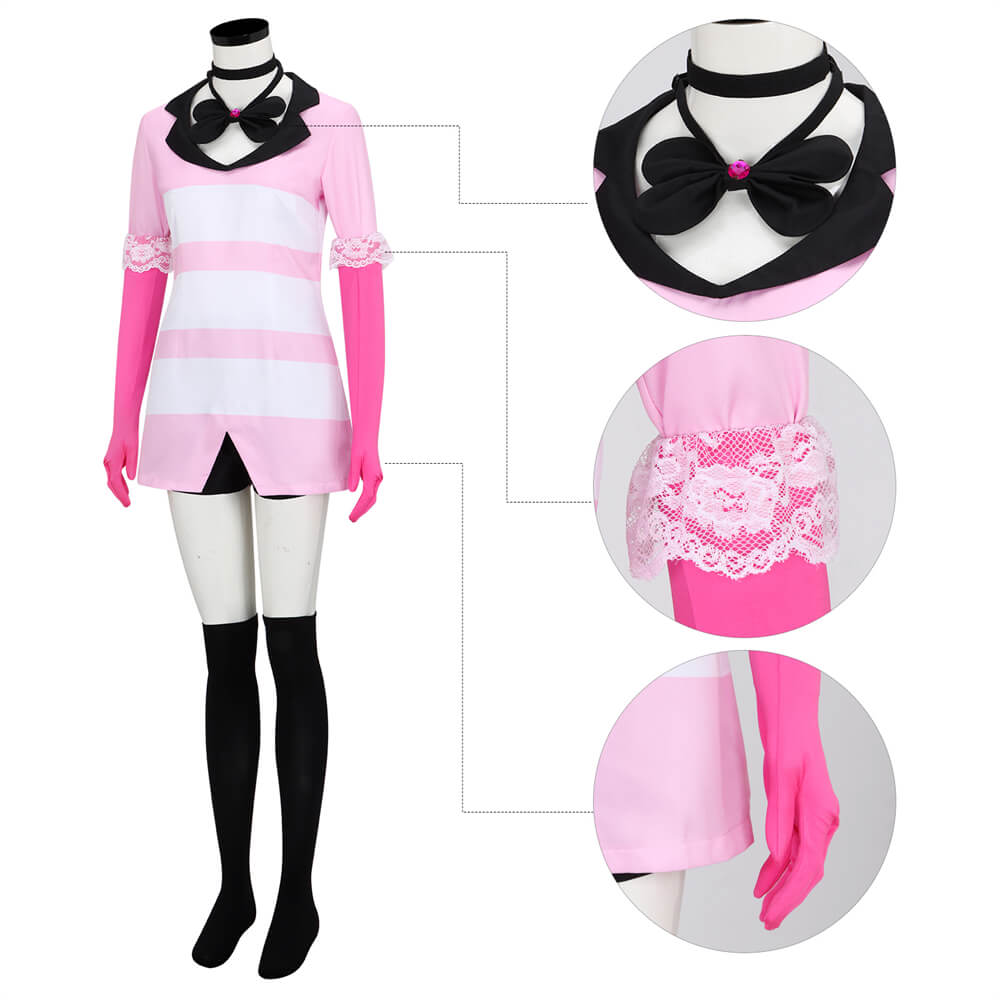 Hazbin Hotel Angel Dust Cosplay Costume Vikidoky