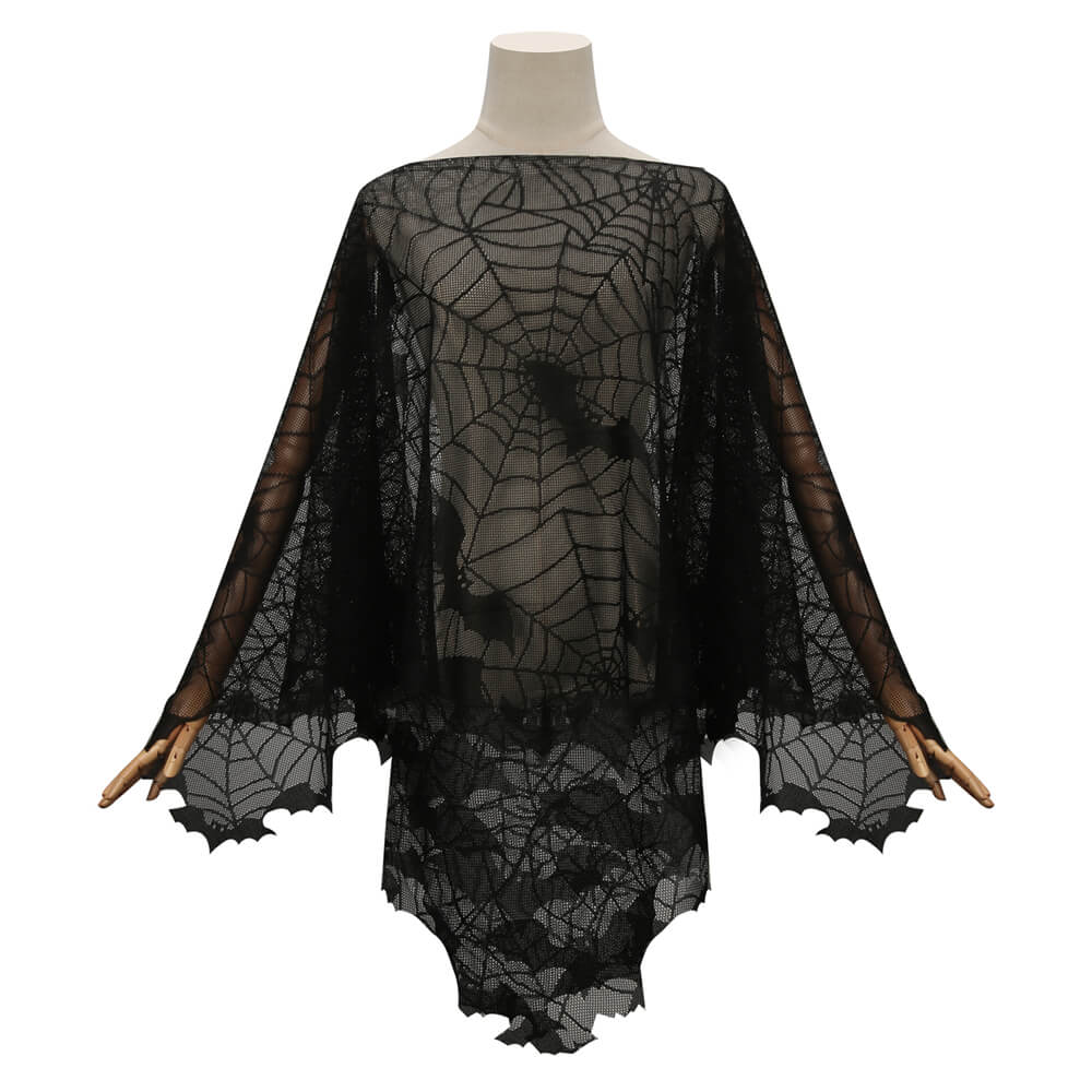 Spider Webs Bats Poncho Halloween Costume Vikidoky
