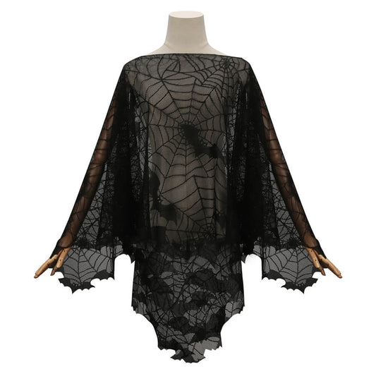 Spider Webs Bats Poncho Halloween Costume Vikidoky