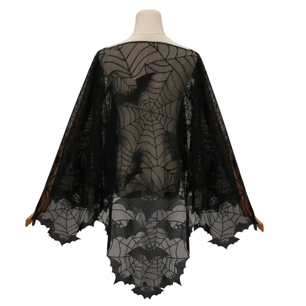 Spider Webs Bats Poncho Halloween Costume Vikidoky