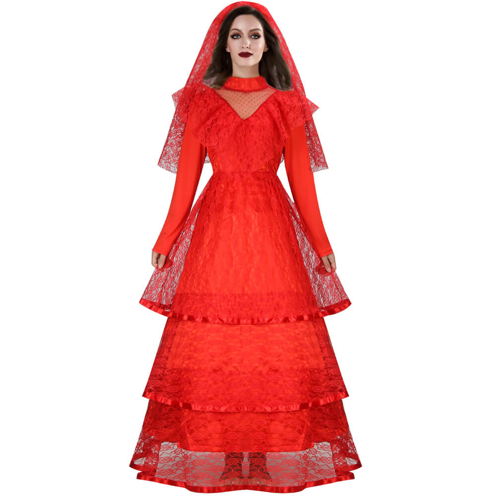 Beetlejuice Lydia Deetz Wedding Dress Costume Halloween Cosplay
