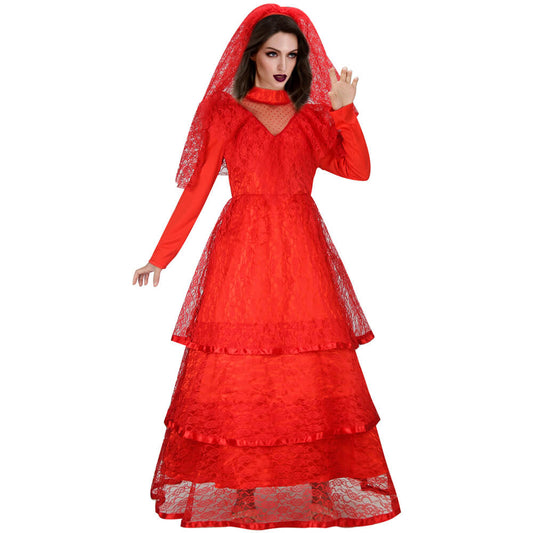 Beetlejuice Lydia Deetz Wedding Dress Costume Halloween Cosplay (S Ready to Ship) Vikidoky