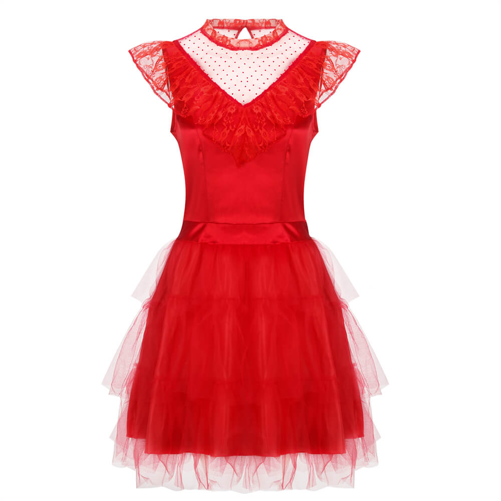 Beetlejuice Lydia Deetz Wedding Dress Cosplay Costume Halloween Style B Vikidoky