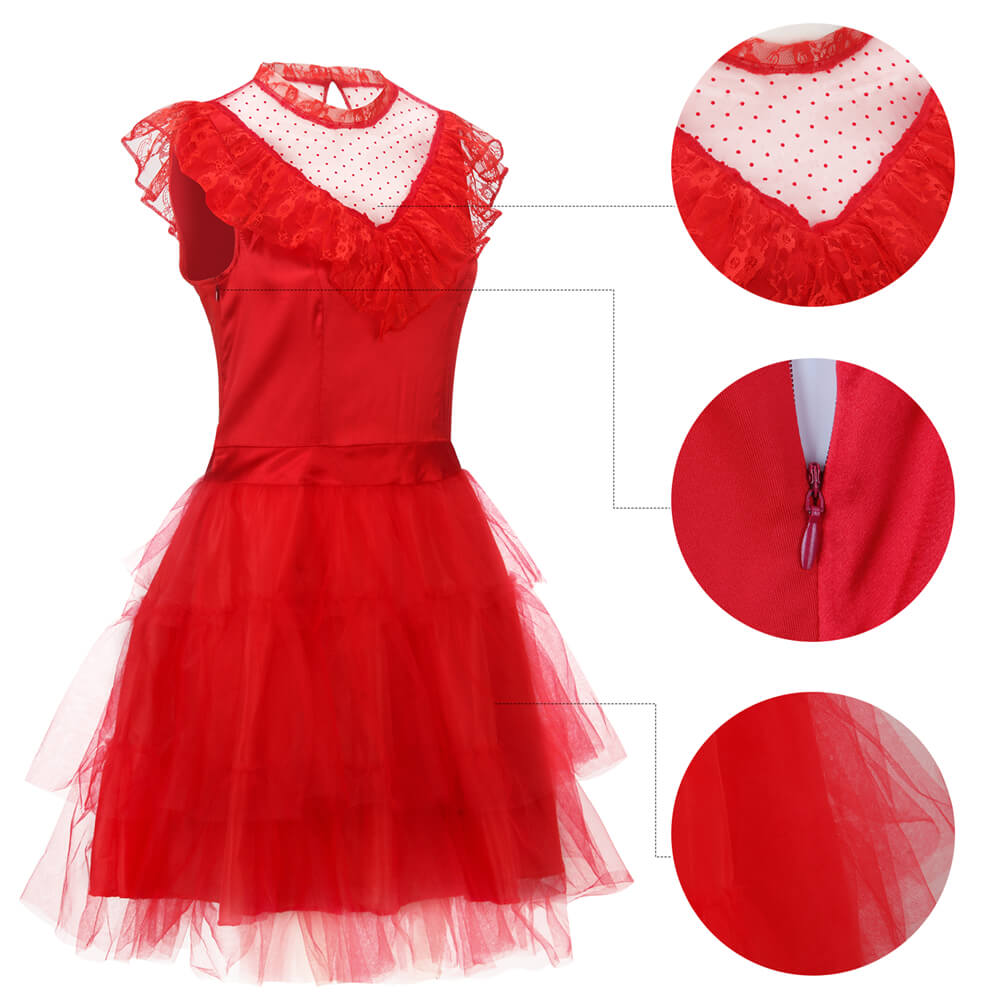 Beetlejuice Lydia Deetz Wedding Dress Cosplay Costume Halloween Style B Vikidoky