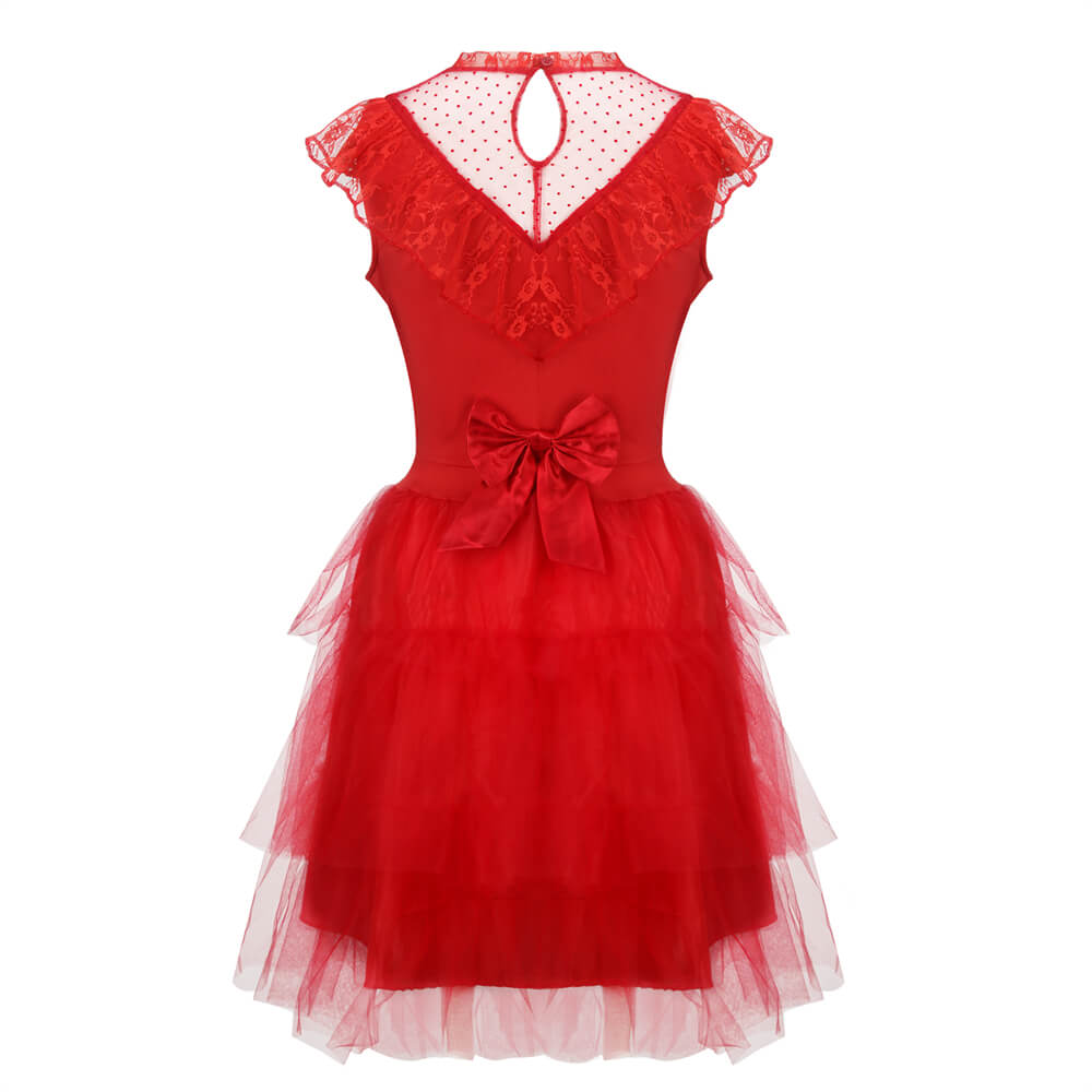 Beetlejuice Lydia Deetz Wedding Dress Cosplay Costume Halloween Style B Vikidoky