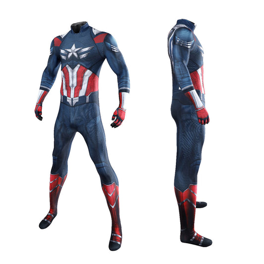 Captain America Brave New World Sam Wilson Cosplay Costume Superhero Suit Printed Style Vikidoky