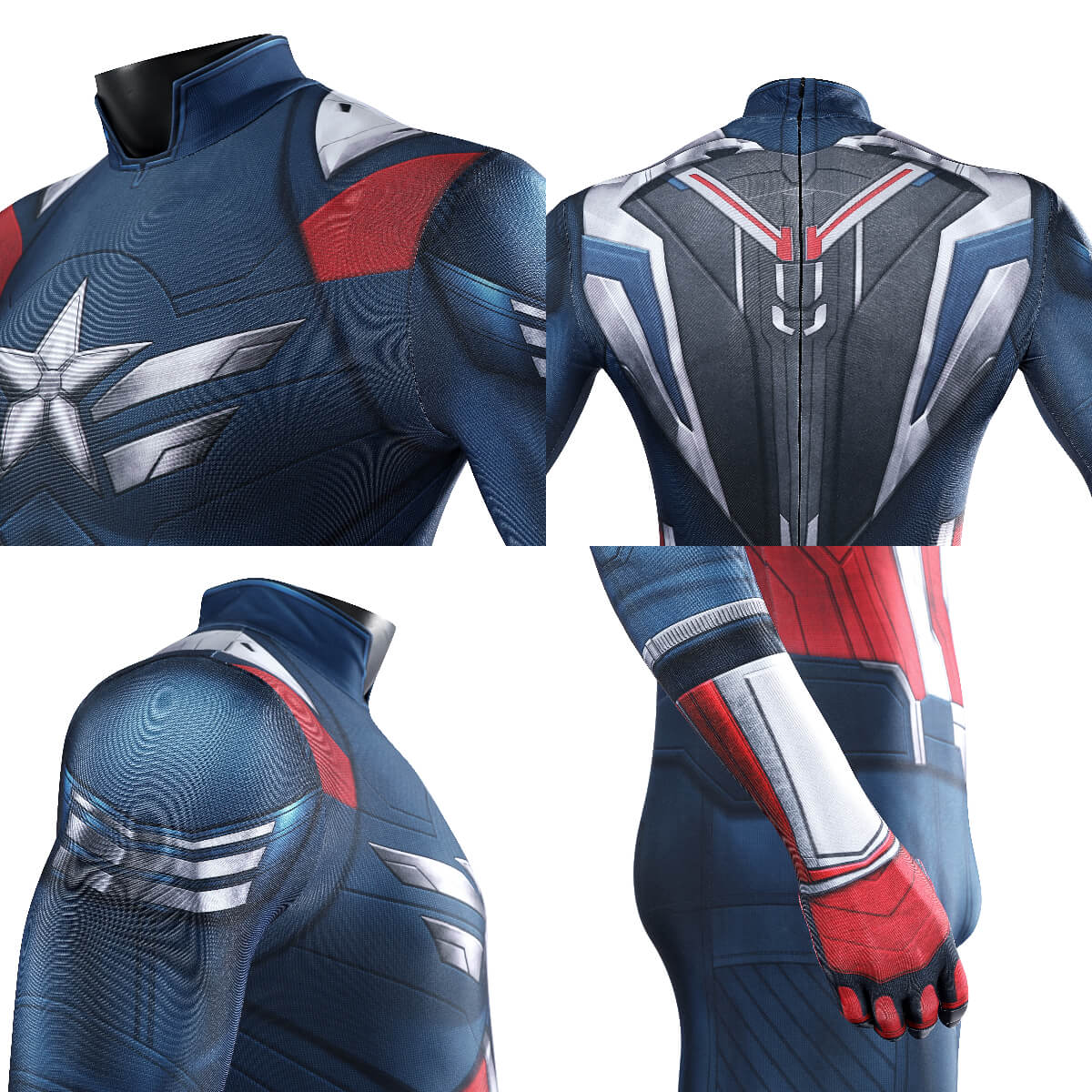 Captain America Brave New World Sam Wilson Cosplay Costume Superhero Suit Printed Style Vikidoky