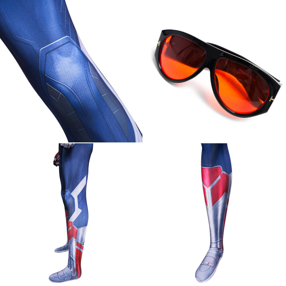 Captain America: Brave New World Sam Wilson Blue White Suit Cosplay Costume 3D Printed Vikidoky
