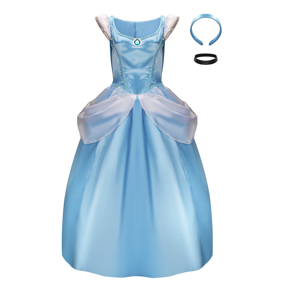 Princess Cinderella Blue Dress Cosplay Costume Vikidoky