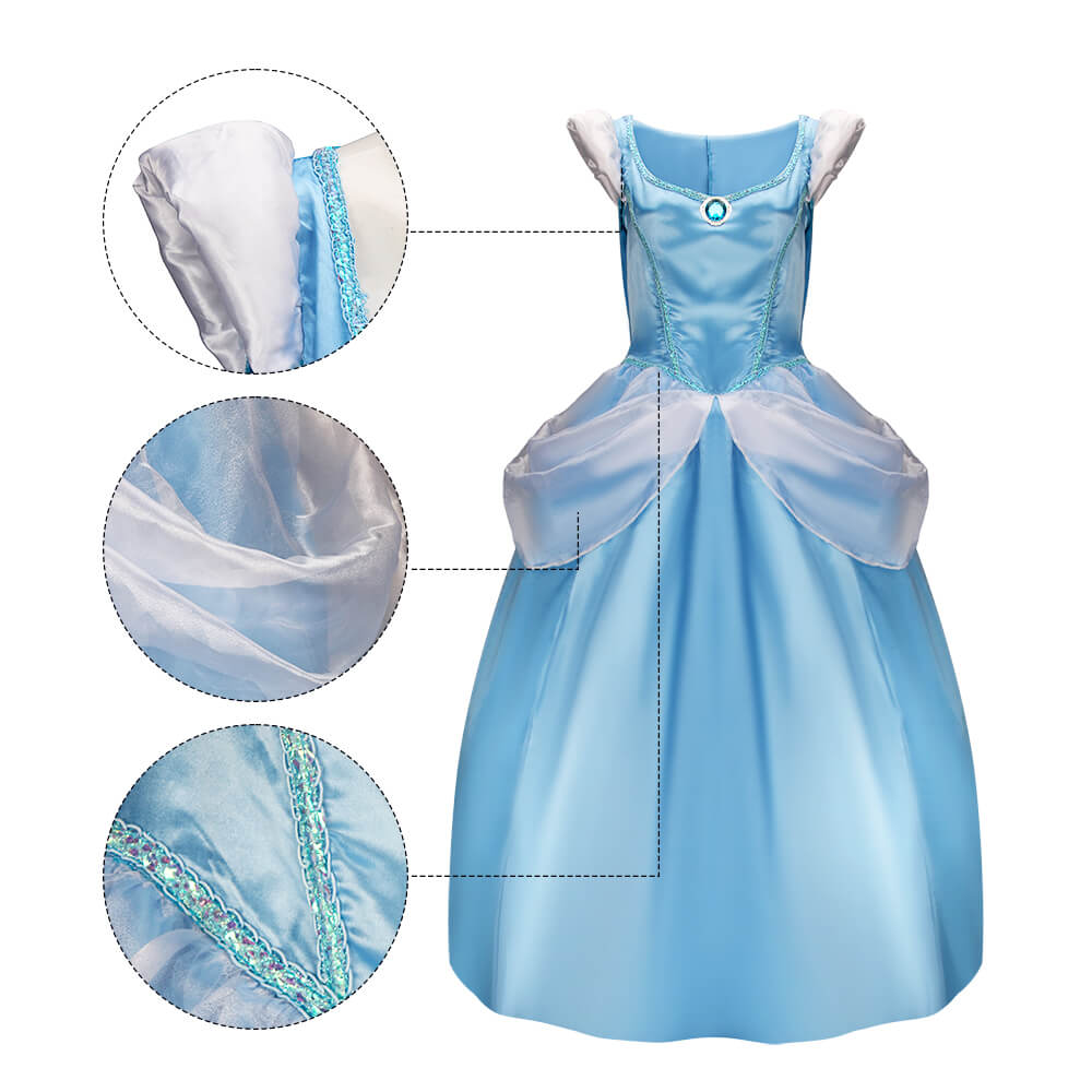 Princess Cinderella Blue Dress Cosplay Costume Vikidoky