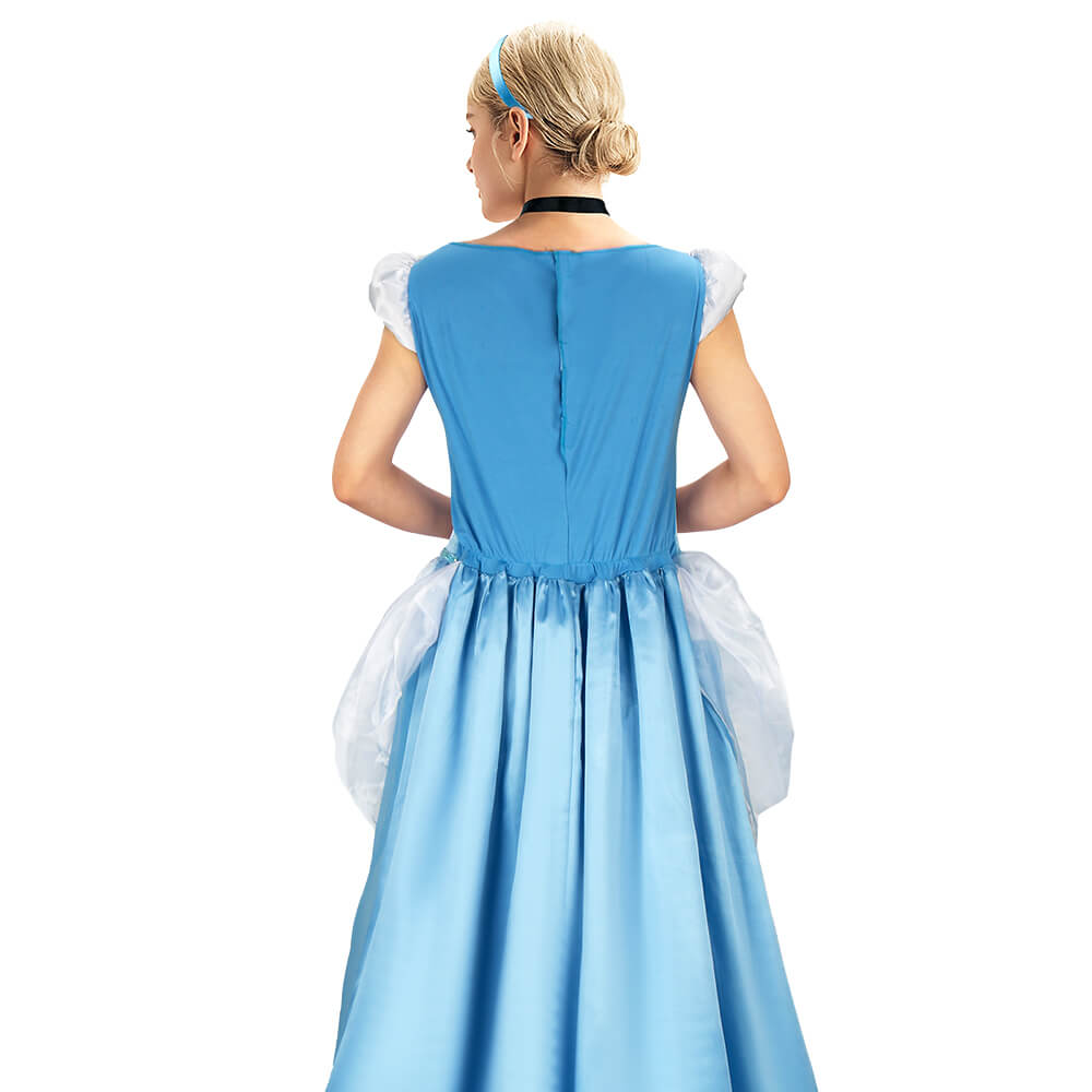 Princess Cinderella Blue Dress Cosplay Costume Vikidoky