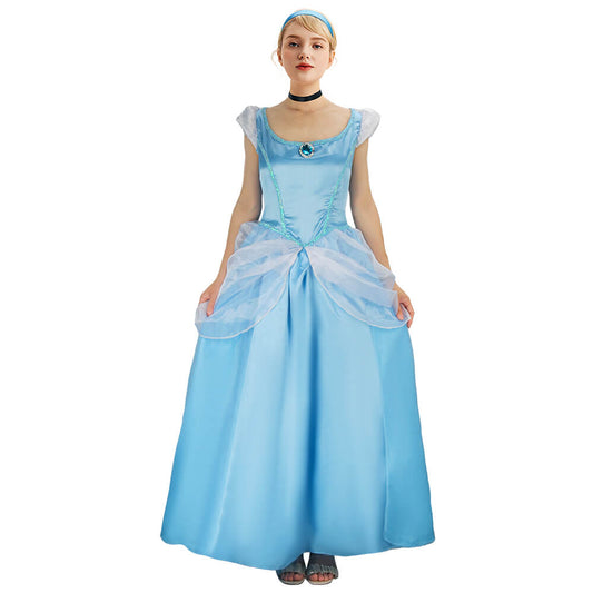Princess Cinderella Blue Dress Cosplay Costume Vikidoky