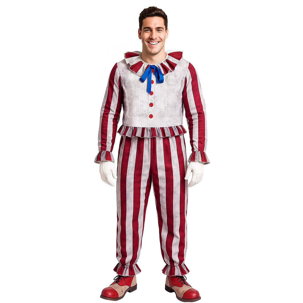 Rode Witte Strepen Jumpsuit NUWIND Flando De Clown Kostuum - Rood/Wit Gestreepte Jumpsuit Met Handschoenen | Halloween Cosplay Pak Flando De Clown Outfit Rode Witte Strepen Jumpsuit NUWIND Flando De Clown Kostuum - Rood/Wit Gestreepte Jumpsuit Met Handschoenen | Halloween Cosplay Pak Flando De Clown Outfit