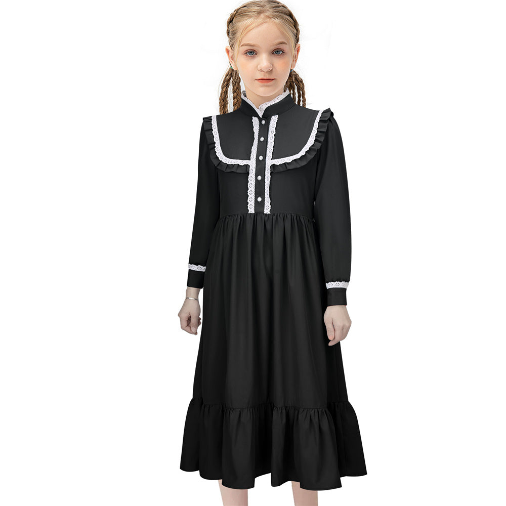 Harriet Tubman Colonial Girl Costume Prairie Pioneer Dress for Kids Black