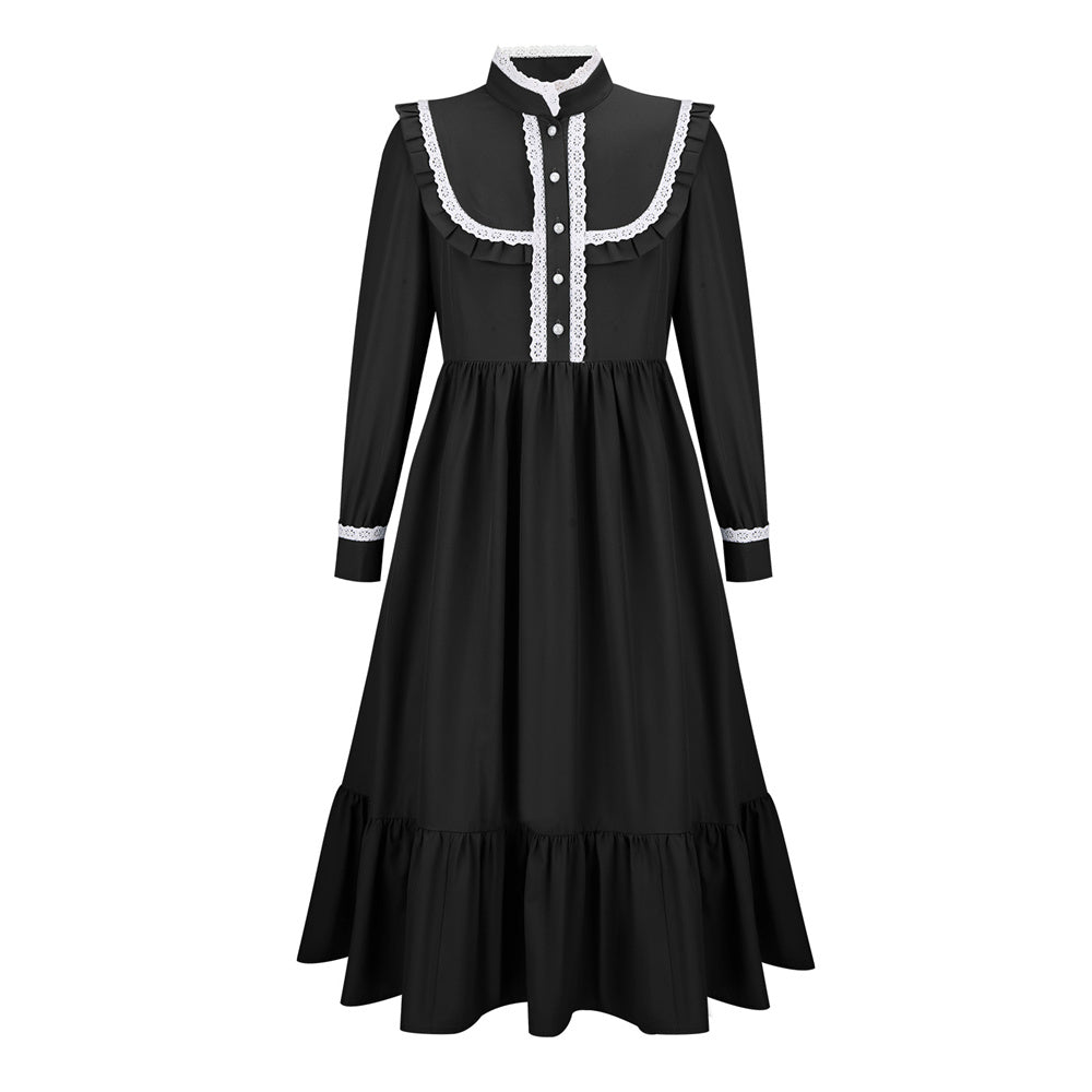 Harriet Tubman Colonial Girl Costume Prairie Pioneer Dress for Kids Black