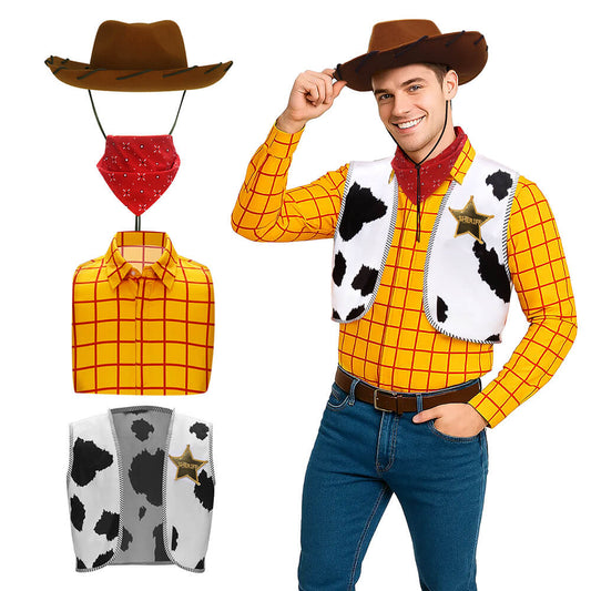 Toy Story Woody Cosplay Costume Cowboy Tops with Hat