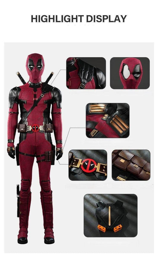 Deadpool 3 Wade Wilson Cosplay Costume Deadpool & Wolverine Halloween Party Outfits Vikidoky