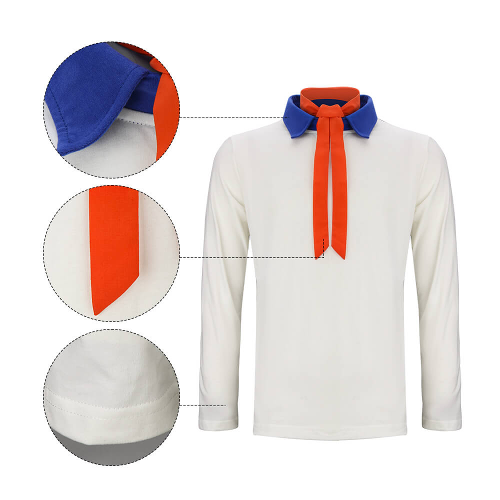 Fred Jones T-Shirt with Tie Cosplay Costume Vikidoky