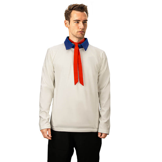 Fred Jones T-Shirt with Tie Cosplay Costume Vikidoky