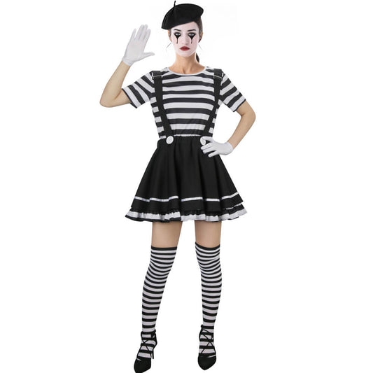 French Mime Costume for Women Halloween Outfits Vikidoky