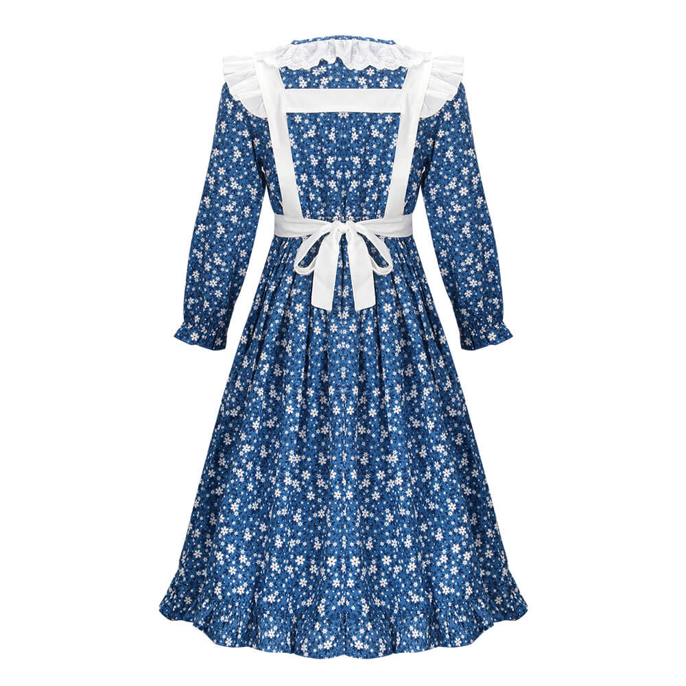 Pioneer Girl Dress Colonial Prairie Costume for Kids Party Suit