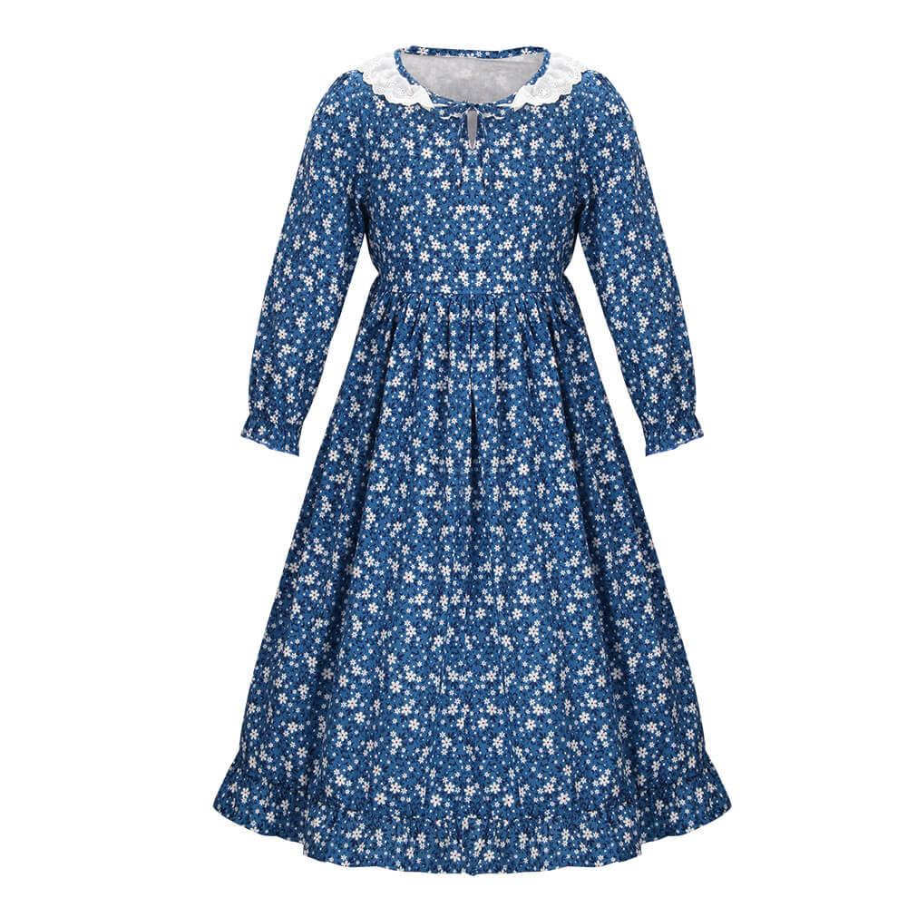 Pioneer Girl Dress Colonial Prairie Costume for Kids Party Suit