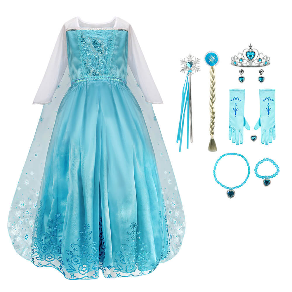 Girls Frozen Elsa Dress Cosplay Costume Vikidoky
