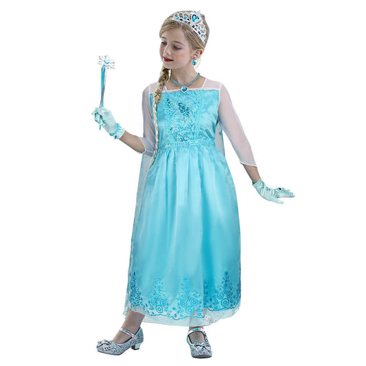 Girls Frozen Elsa Dress Cosplay Costume Vikidoky