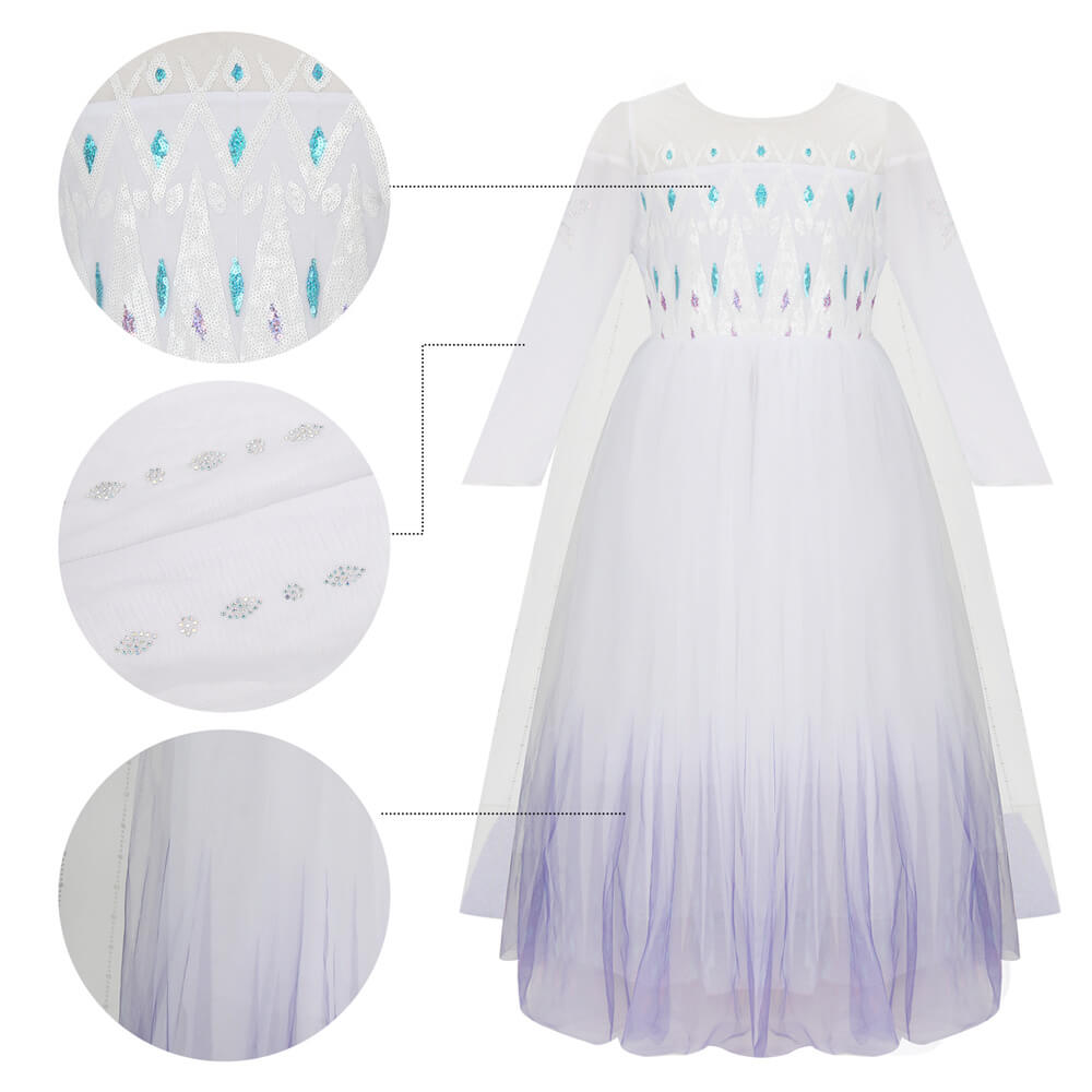 Girls Frozen 2 Elsa Dress Cosplay Costume Vikidoky