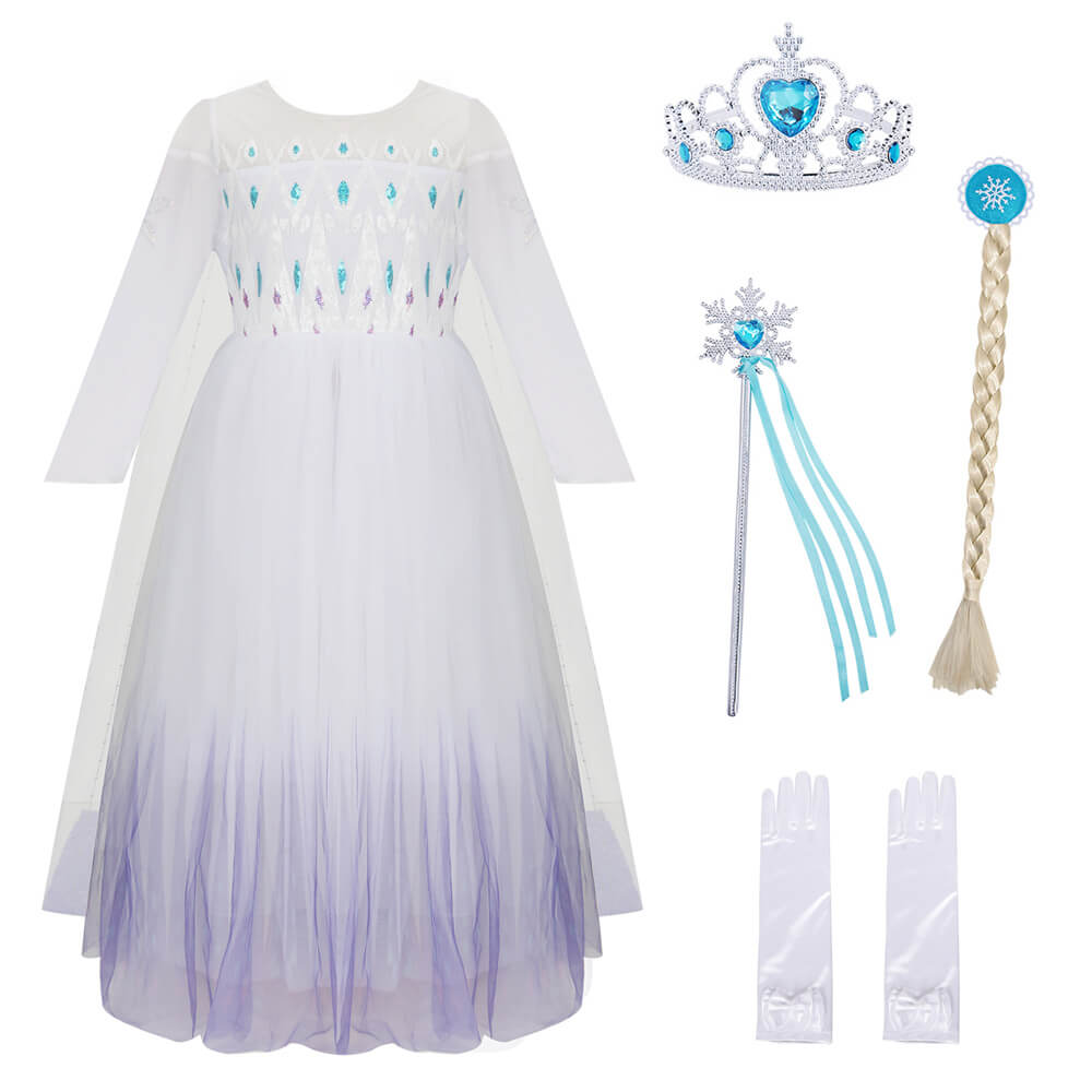Girls Frozen 2 Elsa Dress Cosplay Costume Vikidoky