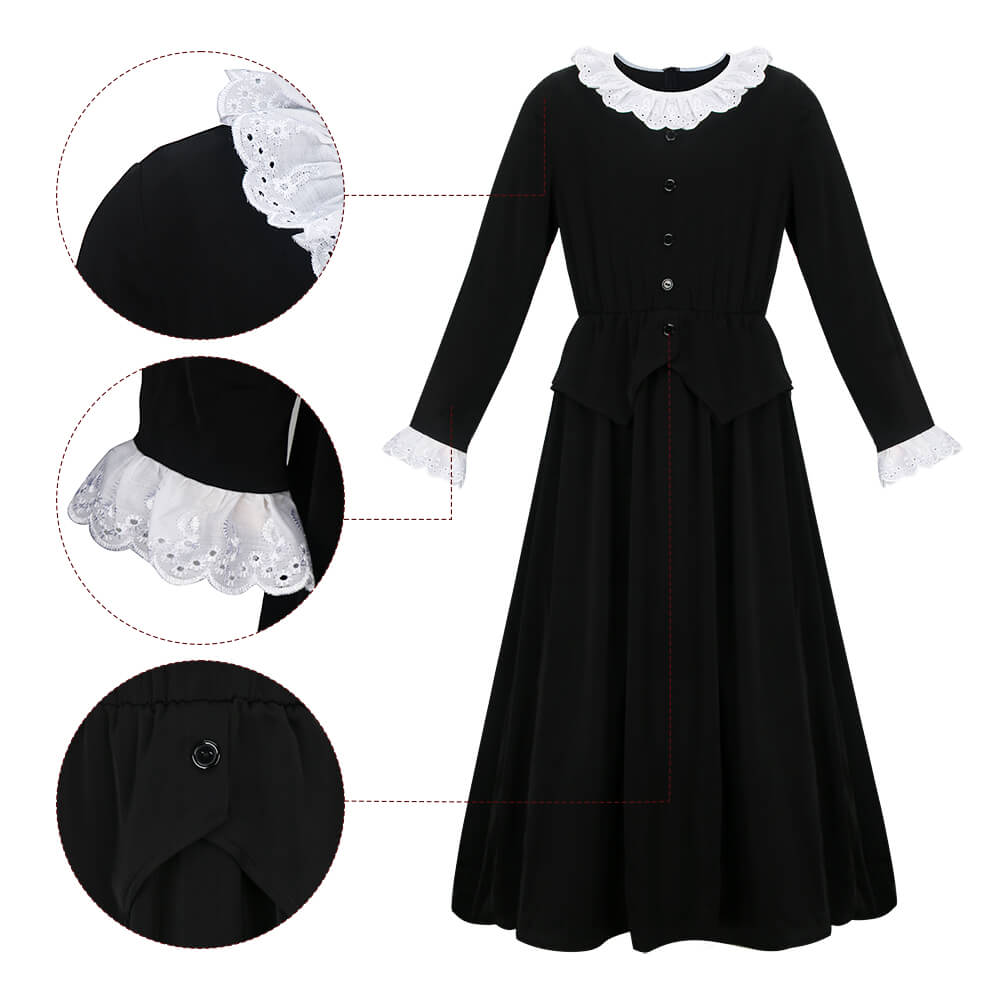 Girls Harriet Tubman Colonial Costume Black Dress