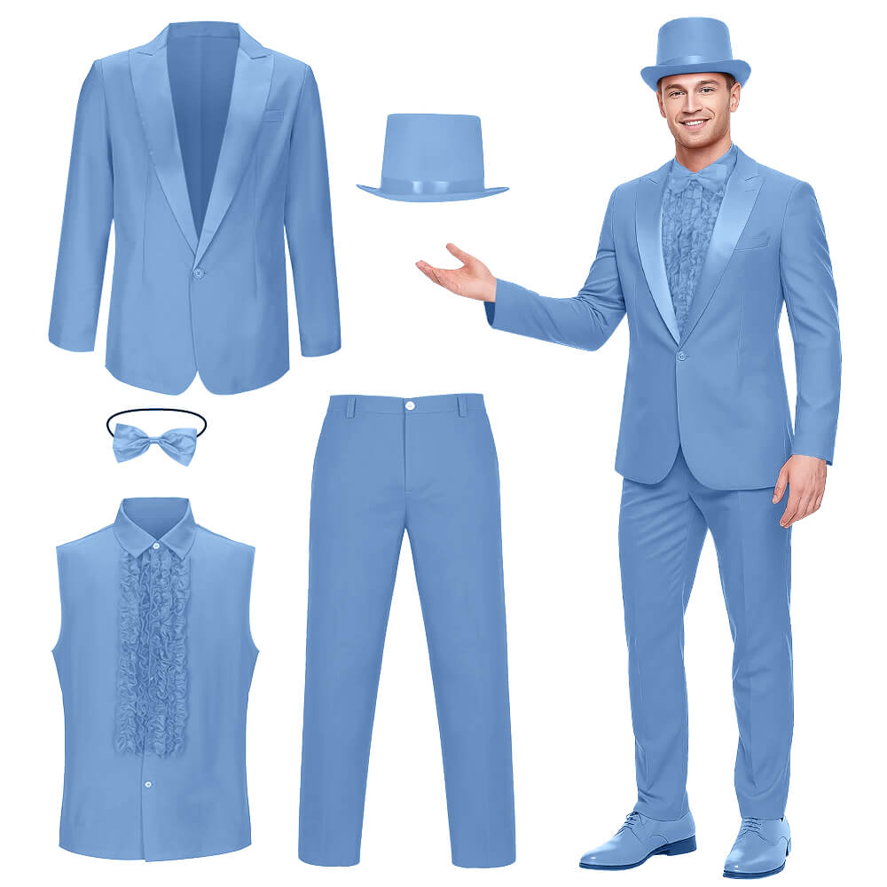 Harry Dunne Dumb and Dumber Blue Suit Cosplay Costume for Men