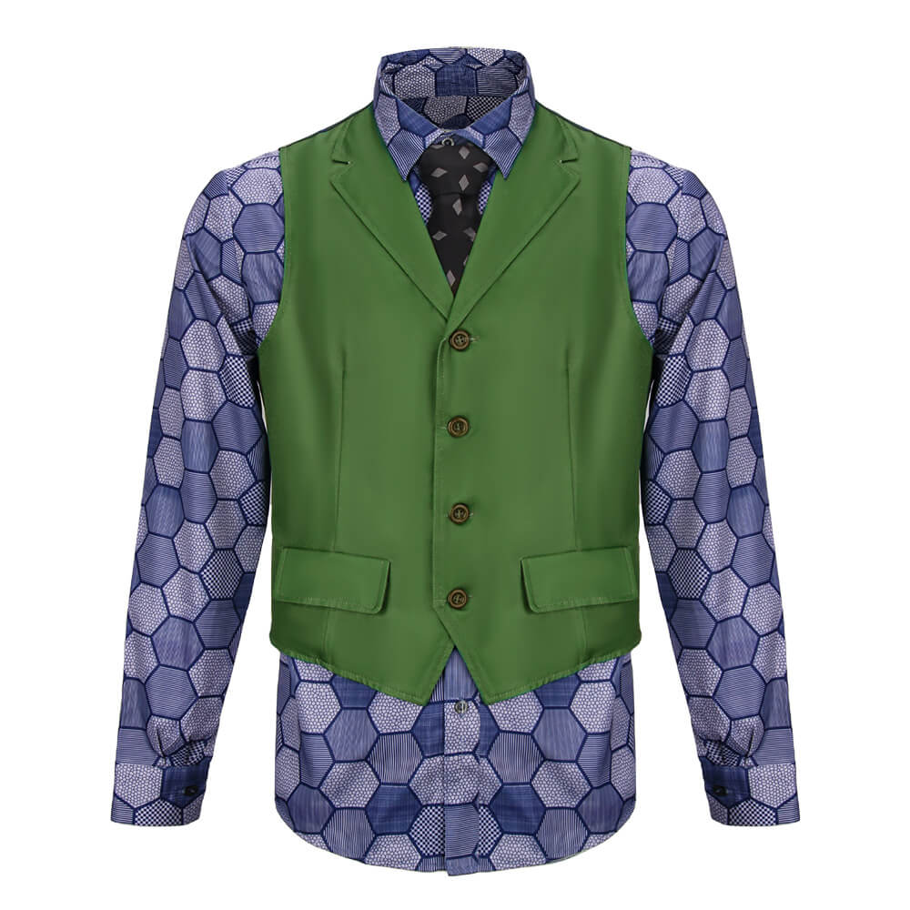 Batman Dark Knight Joker Costume Heath Ledger Arthur Fleck Shirt Vest Tie Vikidoky