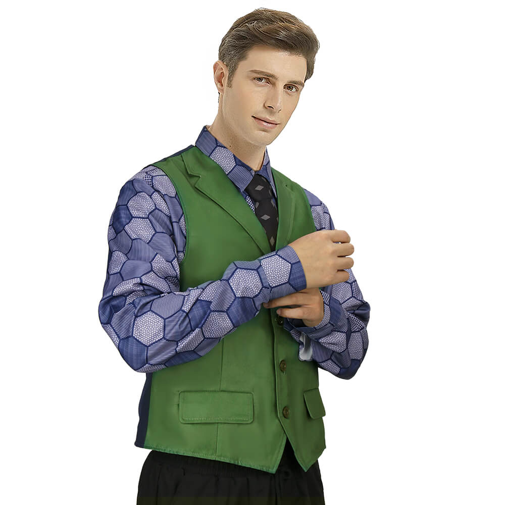Batman Dark Knight Joker Costume Heath Ledger Arthur Fleck Shirt Vest Tie Vikidoky