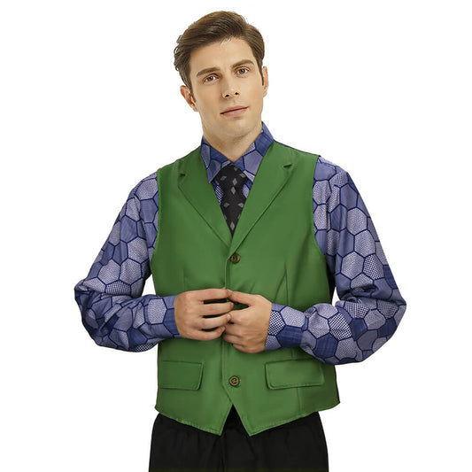 Batman Dark Knight Joker Costume Heath Ledger Arthur Fleck Shirt Vest Tie Vikidoky