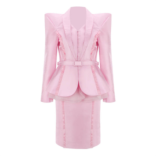 Hunger Games: The Ballad of Songbirds and Snakes Tigris Cosplay Costume Pink Suit Vikidoky