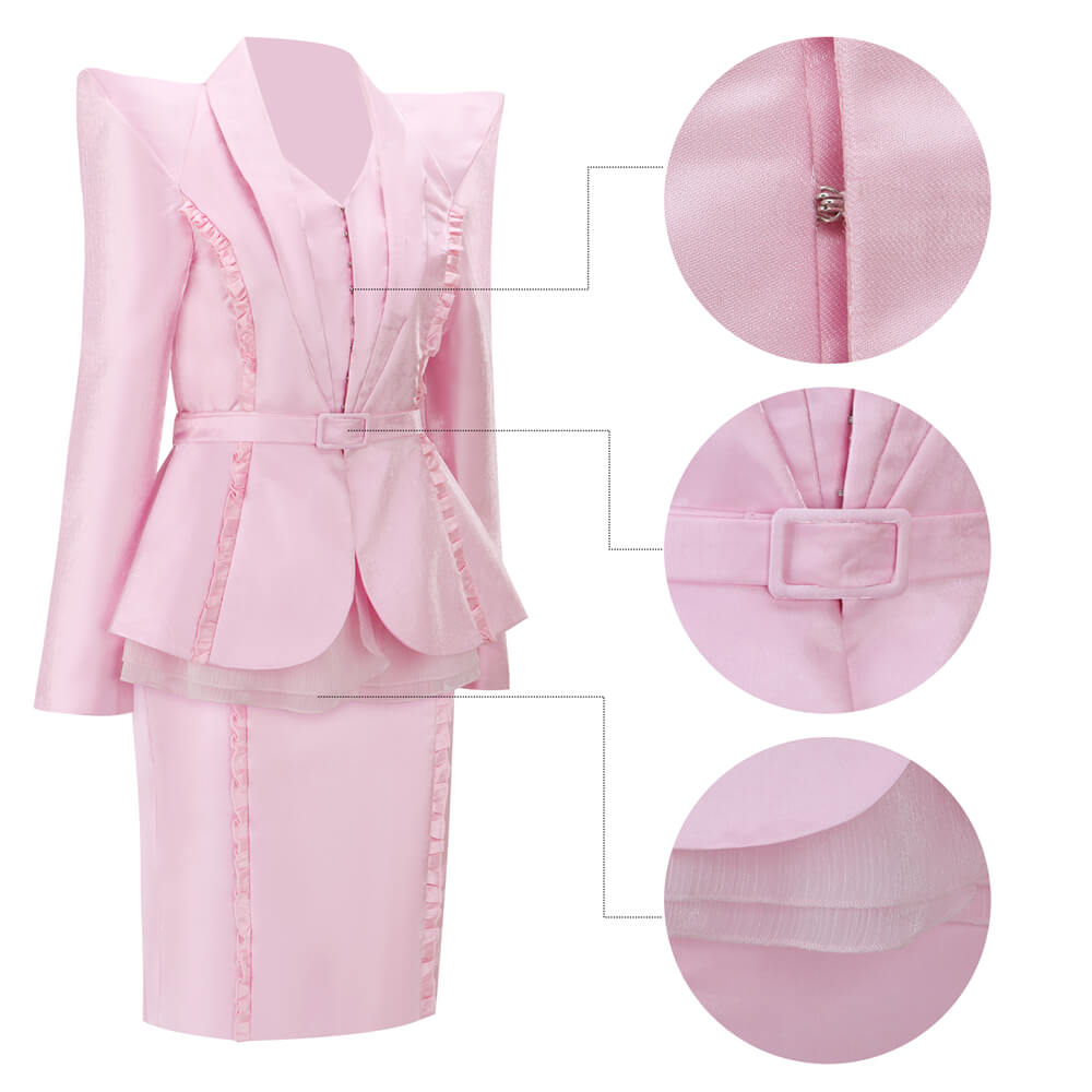 Hunger Games: The Ballad of Songbirds and Snakes Tigris Cosplay Costume Pink Suit Vikidoky