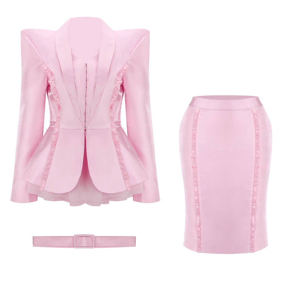 Hunger Games: The Ballad of Songbirds and Snakes Tigris Cosplay Costume Pink Suit Vikidoky