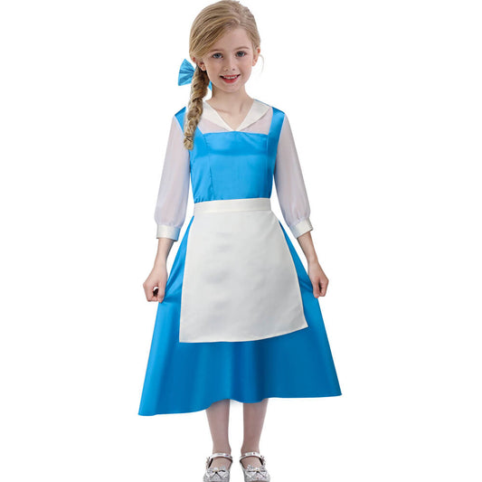 Girls Belle Maid Costume Beauty and the Beast Kids Dress Vikidoky