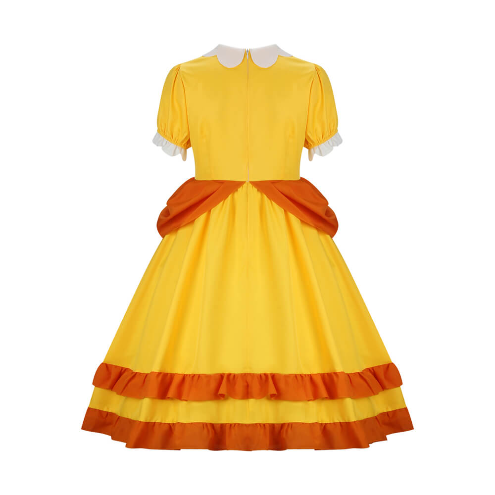 Girls Princess Daisy Dress Mario Cosplay Costume