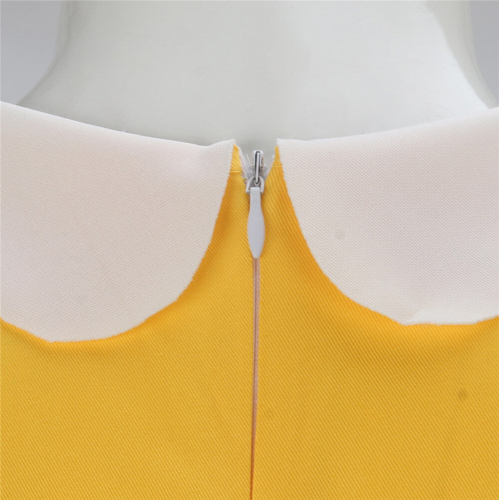 Girls Princess Daisy Dress Mario Cosplay Costume Vikidoky