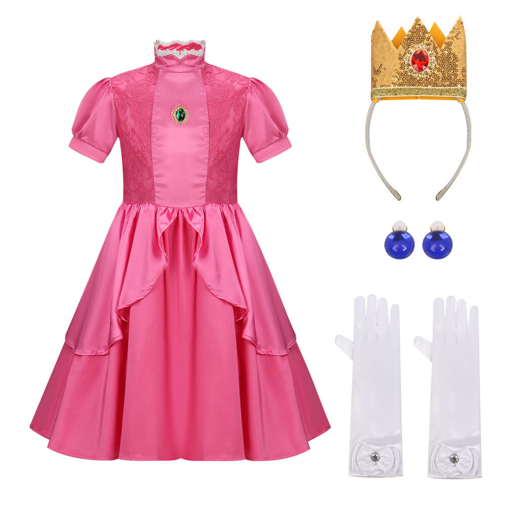 Kids Princess Peach Dress The Super Mario Bros. Movie Cospkay Costume