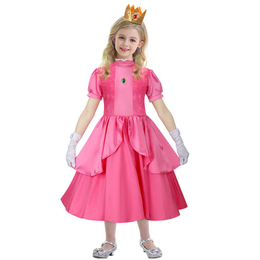 Kids Princess Peach Dress The Super Mario Bros. Movie Cospkay Costume